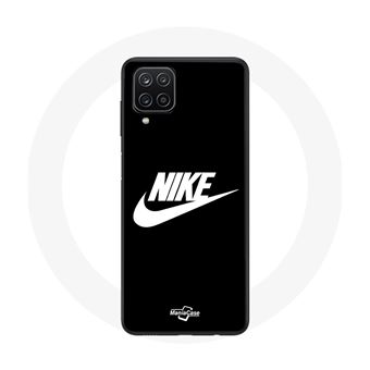 Capa Maniacase para Samsung Galaxy A12 Nike Logotipo Branco Fundo Preto - 1