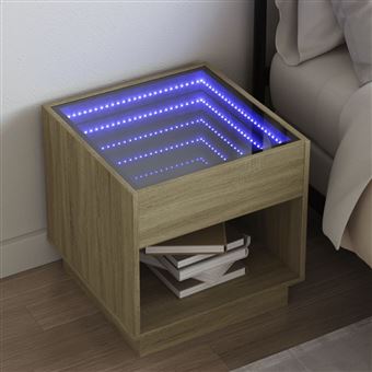 Mesa de cabeceira com LED vidaXL Infinity | 50x50x50 cm | carvalho sonoma - 1