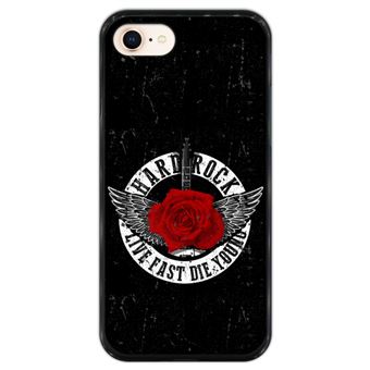 Capa Hapdey para iPhone 7 - 8 Design Hard Rock Live Fast, Die Young em Silicone Flexível e TPU Preto