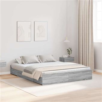 Estrutura de cama com arrumação vidaXL | Sonoma cinzento | 140 x 200 cm - 1