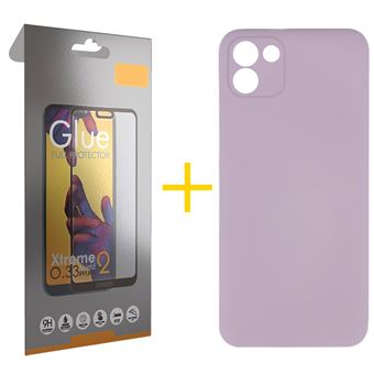 Pack skyhe 1 x Película de Vidro Temperado Full + Capa para Samsung Galaxy A05 Silicone Líquido | Roxo - 1