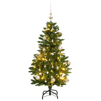 Árvore Natal artificial articulada vidaXL com 150 luzes LED e bolas 120 cm - 1