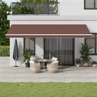 Toldo retrátil manual com luz LED vidaXL | 600x300 cm | castanho - 1