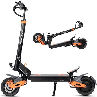Trotinete Elétrica MAXTURN X1 Ultra | 2x1100W | 48V20.8Ah | 10'' | Estrutura Alumínio | Preto - 1
