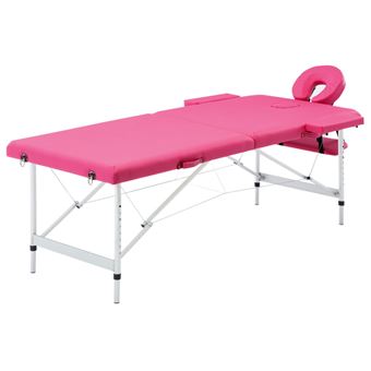 Mesa de Massagens vidaXL Dobrável | 2 Zonas | Alumínio Rosa - 1