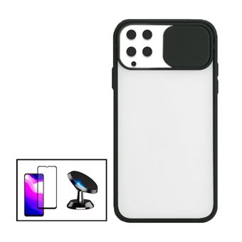 Kit Phonecare Capa Slide Window Anti Choque Frosted + Película 5D Full Cover + Suporte Magnético de Carro para Samsung Galaxy M22 - Preto - 1