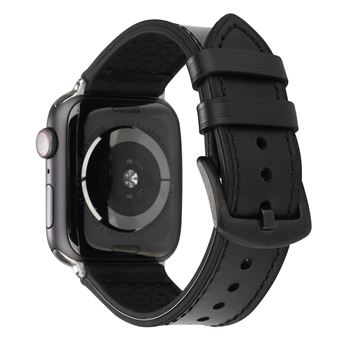 Bracelete de Couro HSMY Clássico Simples para Apple Watch Series 6/ SE/ 5/ 4 | 40 mm - Preto - 1