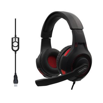 Auscultadores com Cabo Stereo Gaming Accetel EPG-301 - Preto + Vermelho - 1