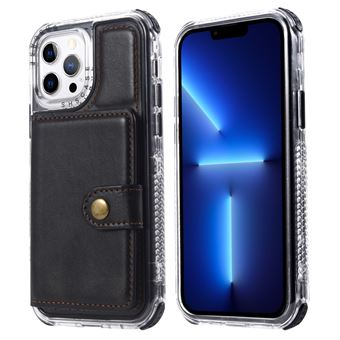 Capa e TPU retrô, Anti-queda, com Suporte e porta-cartões Preto para iPhone 13 Pro 6.1'' - 1