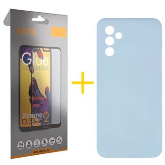 Pack 1 x Película de Vidro Temperado Full + Capa Accetel para Samsung Galaxy A16 5G | Silicone Líquido | Azul Claro - 1