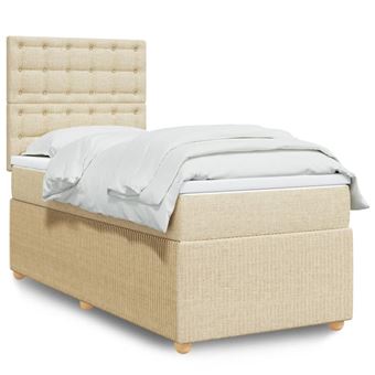 Cama com molas/colchão vidaXL | 90x200 cm | tecido cor crème - 1