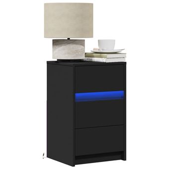 Mesa de cabeceira com luzes LED vidaXL | derivados de madeira preto - 1