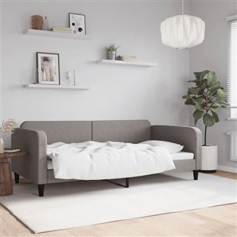 Sofá-cama vidaXL | 100x200 cm | tecido cinzento-acastanhado - 1