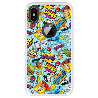 Capa Tpu Hapdey para Iphone X - Xs | Design Padrão de Bolhas Em Quadrinhos 5 - Transparente