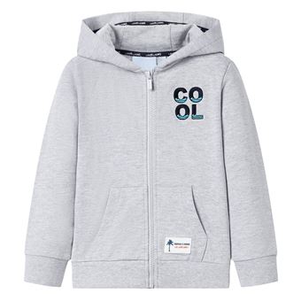 Sweatshirt para criança com capuz vidaXL | e fecho cinzento 92 | 1,5 a 2 anos - 1