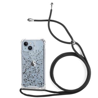 Capa de Purpurina MisterCapas com Cordão para iPhone 15 - Preto - 1