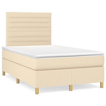 Cama boxspring com colchão vidaXL | 120x190 cm | tecido cor creme - 1