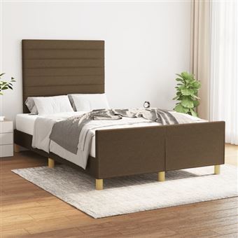 Estrutura de cama com cabeceira vidaXL | 120x190cm | tecido castanho-escuro - 1