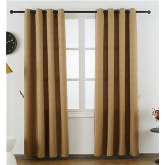 Cortina BOD HOME | Tecido Delicado com Padrão de Ondas | Castanho | 140x260cm - 1