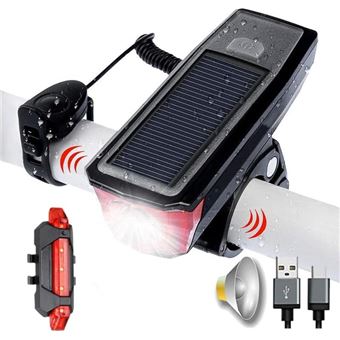 Luzes de Bicicleta Solar Dianteira e Traseira F+ com Sinal Sonoro - 1