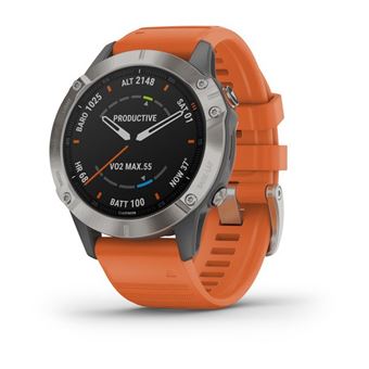 Smartwatch Garmin fenix 6 Sapphire | Titânio, Laranja - 1