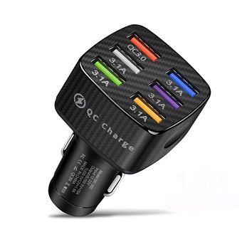 Carregador de Carro 6 em 1 USB-C & USB-A Orysin | Carregamento Rápido QC3.0/PD para iPhone, Samsung, Huawei & Xiaomi - 1