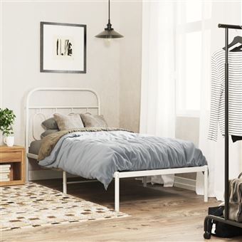 Estrutura de cama com cabeceira vidaXL | 90x200 cm | metal branco - 1