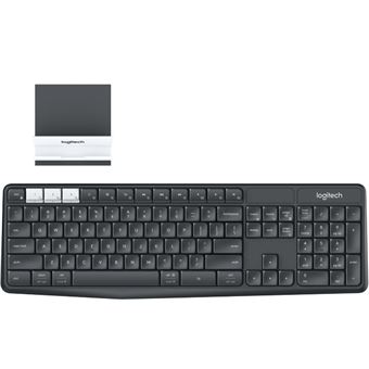 Teclado Wireless Logitech K375s Multi-Device Wireless Keyboard and Stand Combo | Idioma: Alemão | Grafite, Branco - 1