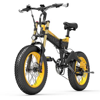 Bicicleta Elétrica LANKELEISI X3000PLUS | 20'' | 45KM/H | Motor 1000W | Autonomia 120km | 48V17.5Ah | Amarelo - 1