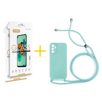 Pack 2 x Película de Vidro Temperado 2.5D + Capa Accetel para Samsung Galaxy S25 5G | Gel Rope | Verde-Água - 1