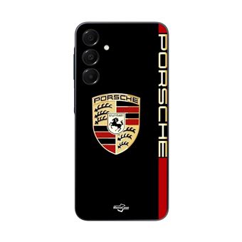 Capa Maniacase para Samsung Galaxy A15 | Porsche Logotipo Vermelho E Dourado Fundo Preto - 1