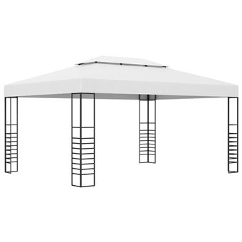 Gazebo de Jardim vidaXL 4x3x2,7 m aço revestido a pó branco - 1