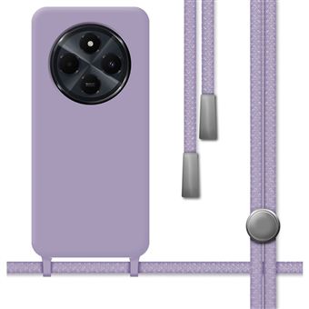Capa TUMUNDOSMARTPHONE de silicone líquido com cordão para Xiaomi Redmi 14C Roxo - 1