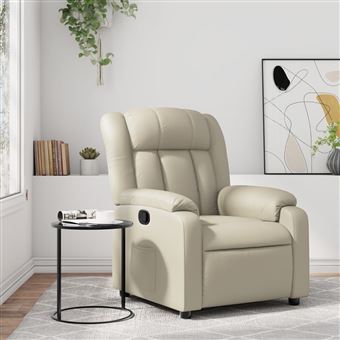Poltrona reclinável vidaXL | couro artificial cor creme - 1