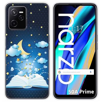 Capa Tumundosmartphone de silicone para Realme Narzo 50A Prime desenhos de livros de história de design - 1