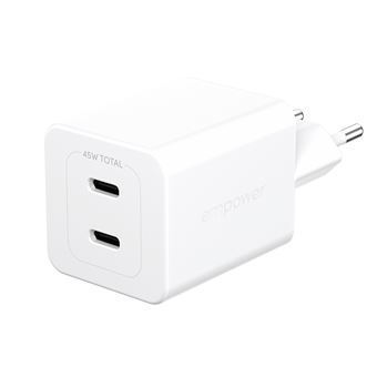 Carregador de Dispositivos Móveis PanzerGlass empower™ by PanzerGlass® Turbo 45W Charger incl. 2 x USB-C | EU Plug | Silver White | Branco - 1