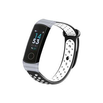 Pulseira de Silicone e armação de metal WISETONY para HUAWEI Honor Band 4 Preto e Branco e Silver - 1