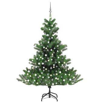 Árvore de Natal Artificial vidaXL com Luzes LED/Bolas | 210cm | Abeto caucasiano Verde - 1
