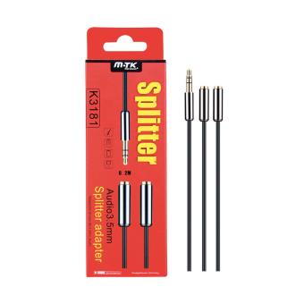 Cabo de Áudio MTK K3181 Splitter Bifurcador Jack 3,5 com 0,2M Preto - 1