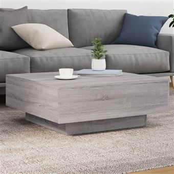 Mesa de centro vidaXL | com luzes LED 80x80x31 cm | cinzento sonoma - 1