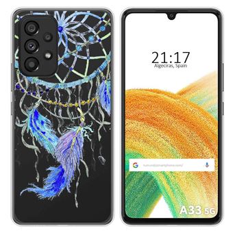 Capa Tumundosmartphone de silicone transparente para Samsung Galaxy A33 5G design com desenhos de penas - 1