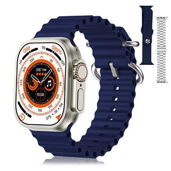 Smartwatch DAM Z87 Ultra tripla pulseira | Funções outdoor | Chamadas BT | Notificações push | Dezenas de Multidesportos | 4,4x1,3x4,9 cm - Azul Escuro - 1