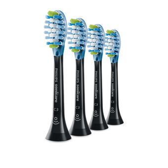 Cabeça de Escova de Dentes Philips C3 Premium Plaque Defence HX9044/33 Pack de 4 recargas pretas de escovas Sonicare | Preto - 1