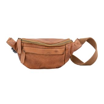 Bolsa de Cintura em Pele Genuína MP OSLO C260009 em Conhaque - 1