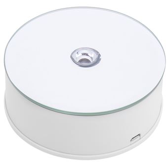 Base Giratória Elétrica PrimeMatik com Espelho | 10 cm | Plataforma Rotatória com Iluminação LED - Branco - 1