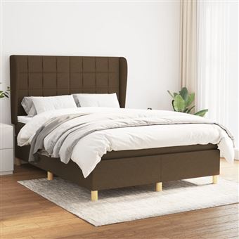 Cama com Molas e Colchão vidaXL | 140x200 cm | tecido castanho-escuro - 1