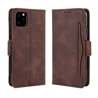 Capa FOXDOCK Protetora para iPhone 11 Pro Max | Suporte e Flip de couro PU | À Prova de Choque | Castanho - 1