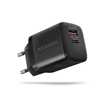 Carregador de Dispositivos Móveis Axagon ACU-PQ30 Ladegerät QC3.0, 4.0/AFC/FCP/PPS/Apple+ PD USB-C, 30W - schwarz - Kompaktes Ladegerät - 1x USB-C und 1x USB-A | Preto - 1