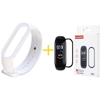 Pack Kuchi Película de Protecção + Bracelete / Pulseira em Silicone para Xiaomi Mi Band 5 - Branco - 1