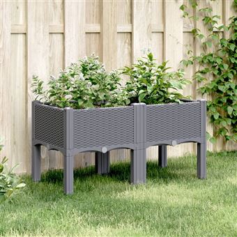 Vaso/floreira de jardim com Pernas vidaXL | 80x40x42 cm | PP cinzento - 1